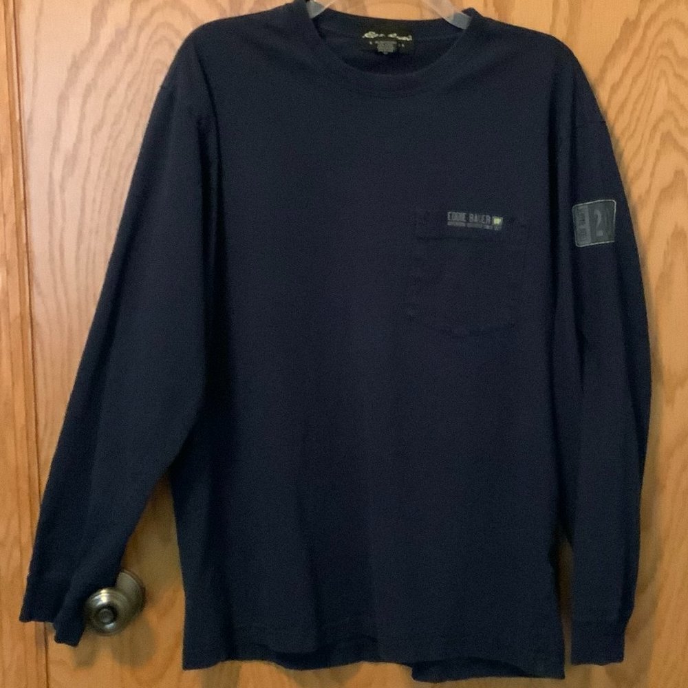 Eddie Bauer Dark Blue Long Sleeve T-Shirt With Pocket